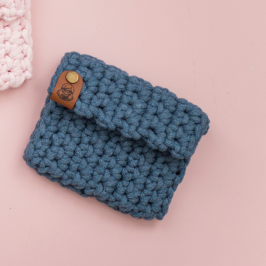 Handmade Crochet Card/Coin Purse Blue Teal