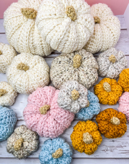 Handmade Chunky Crochet Pumpkins – XXS to XL, Multiple Colors
