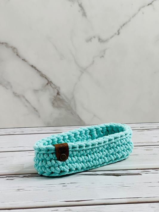 OVAL CROCHETED GLASSES BASKET - MINT