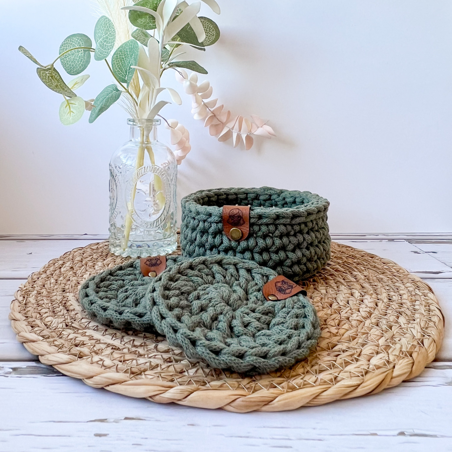 Crochet Coasters and Basket