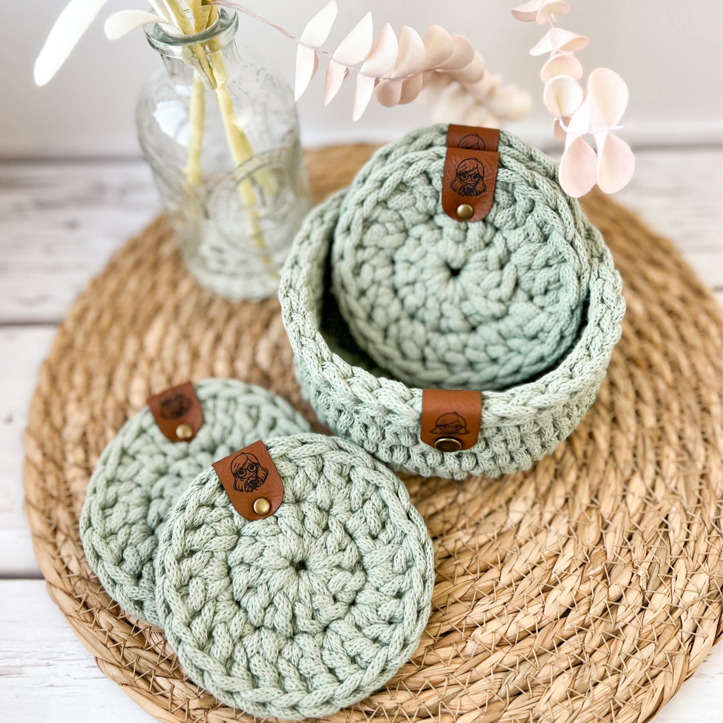 Crochet Coasters and Basket