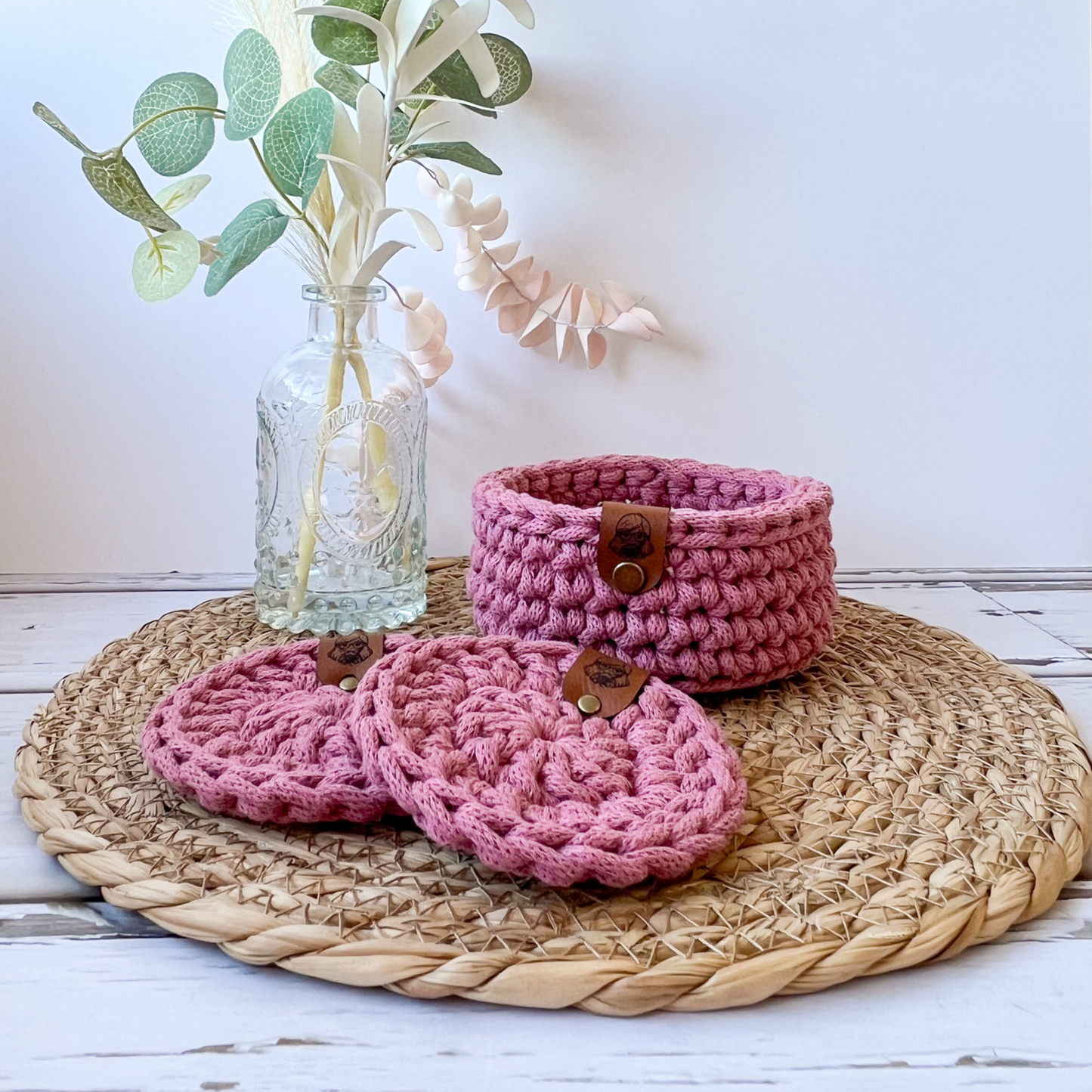 Crochet Coasters and Basket